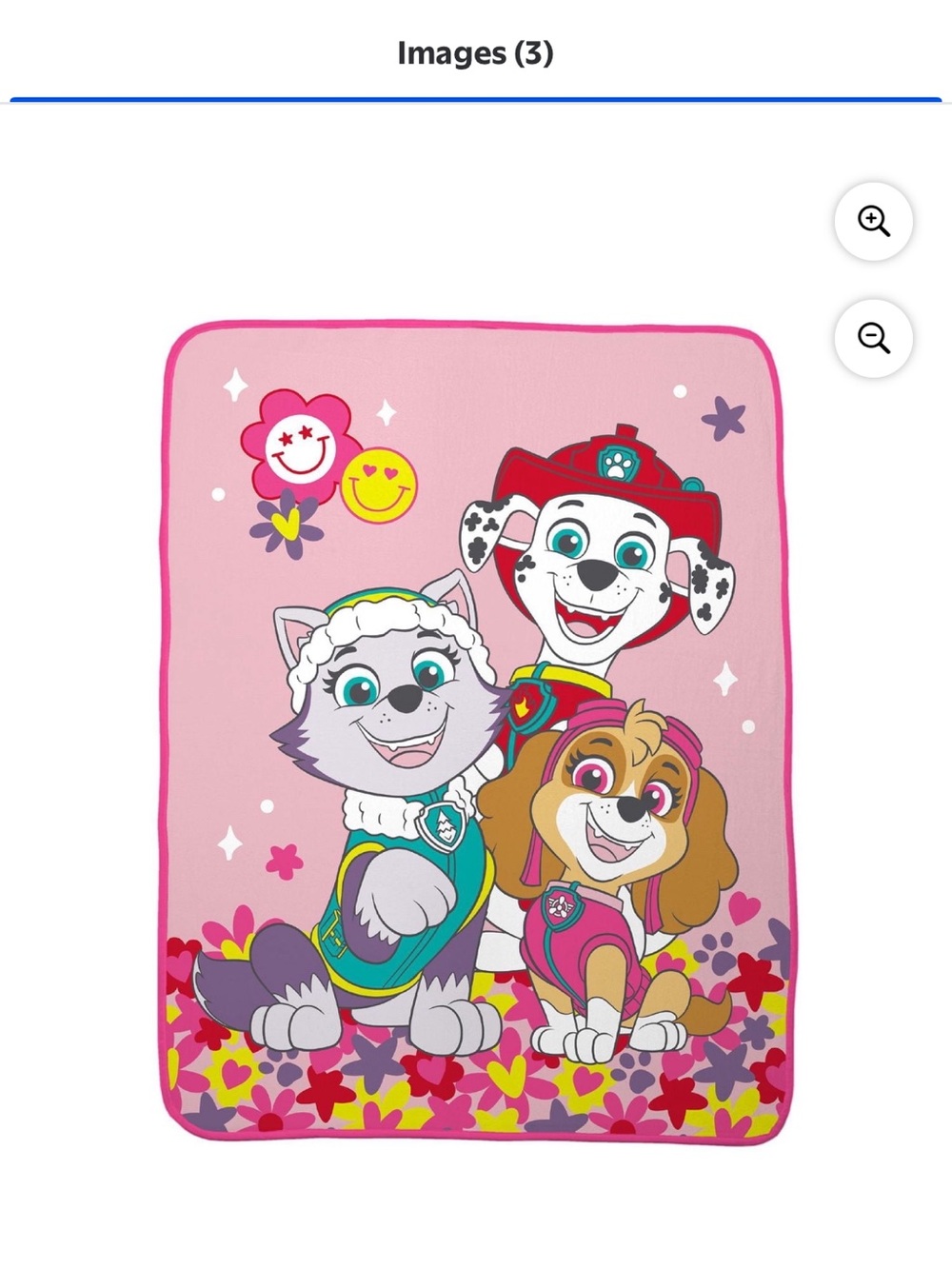 Paw Patrol Pink Throw Blanket with Marshall, Skye & Everest Characters
